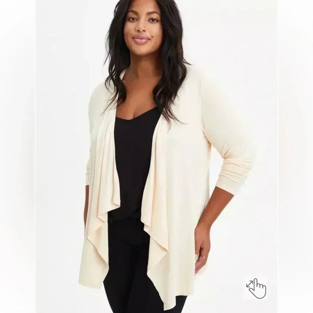 Torrid Super Soft Plush Open Front Light Pink Car… - image 1